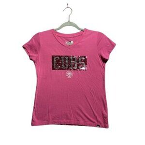 New Era Girl's Pink Chicago CUBS Sequin T-Shirt Size 10/12 Youth MLB